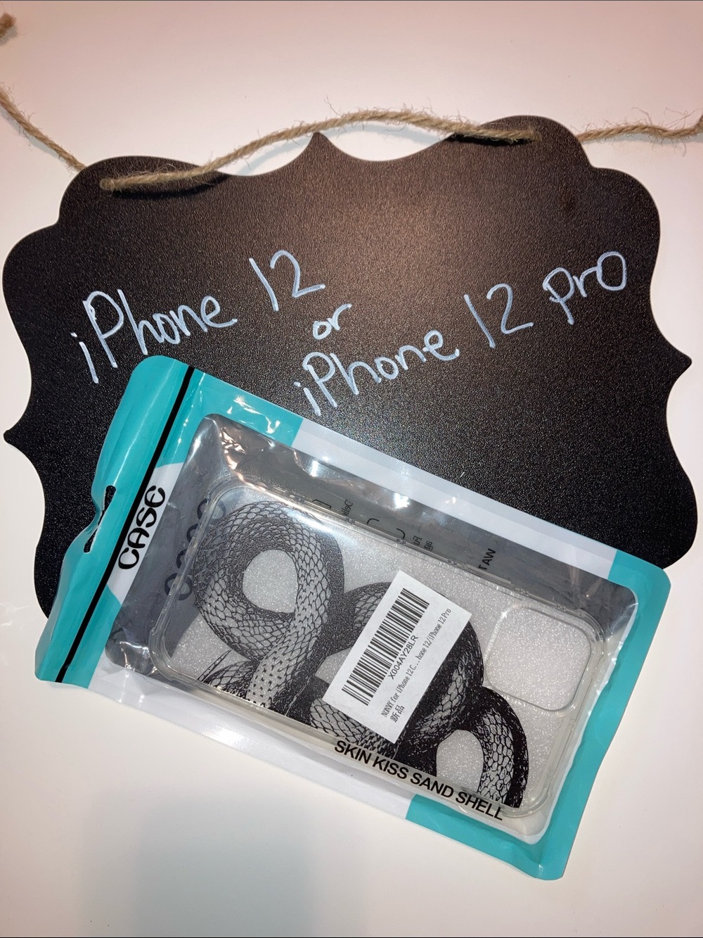 Unbranded Teal Trim Clear Snake-Print Case for iPhone 12 / 12 Pro